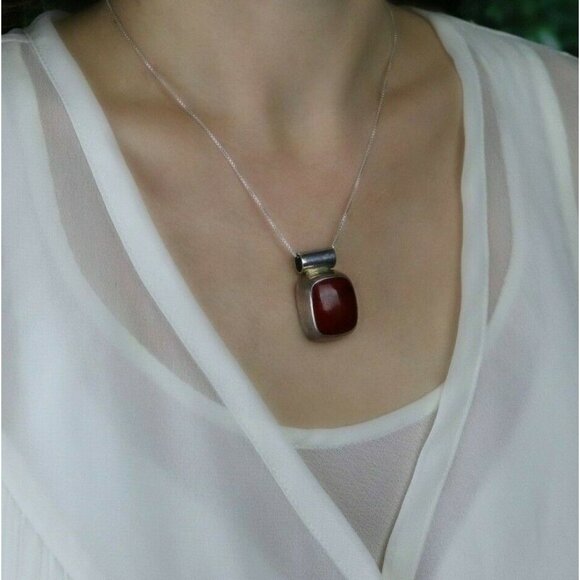 Large Big Sterling Silver Red Howlite Pendant Only - Picture 4 of 7